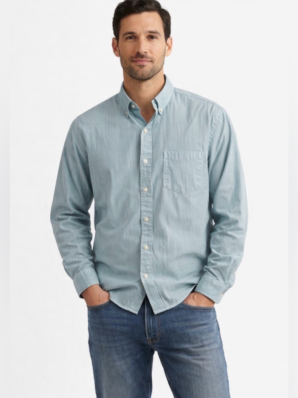 EUC J. Crew Men's Light Blue Button Down Oxford Shirt
